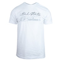 Utah state thin line embroidered campus white unisex t-shirt